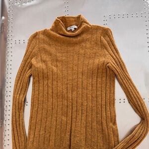 Madewell Camel Ribbed Cowl Neck Sweater
